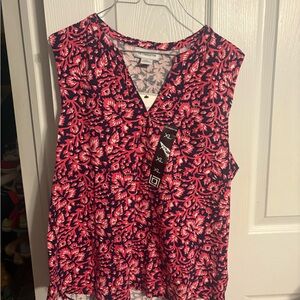 Liz Claiborne Pink and Black Floral Blouse